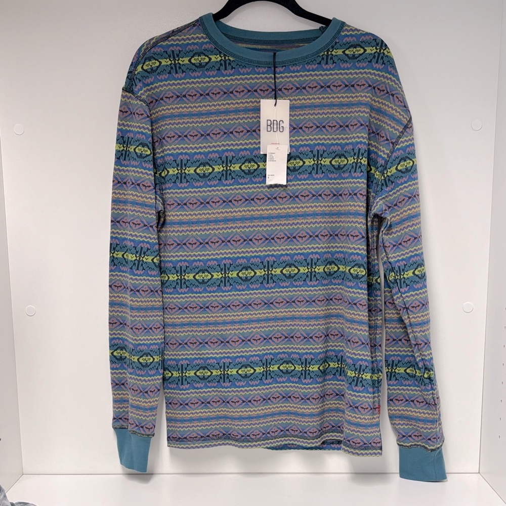 BDG Printed Jacquard Long Sleeve Tee